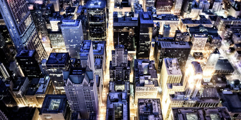 sky view of city and power grid