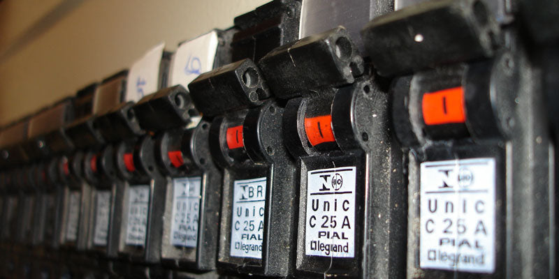 close-up of circuit breaker switches