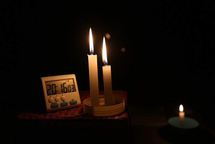 candles lit during power outage