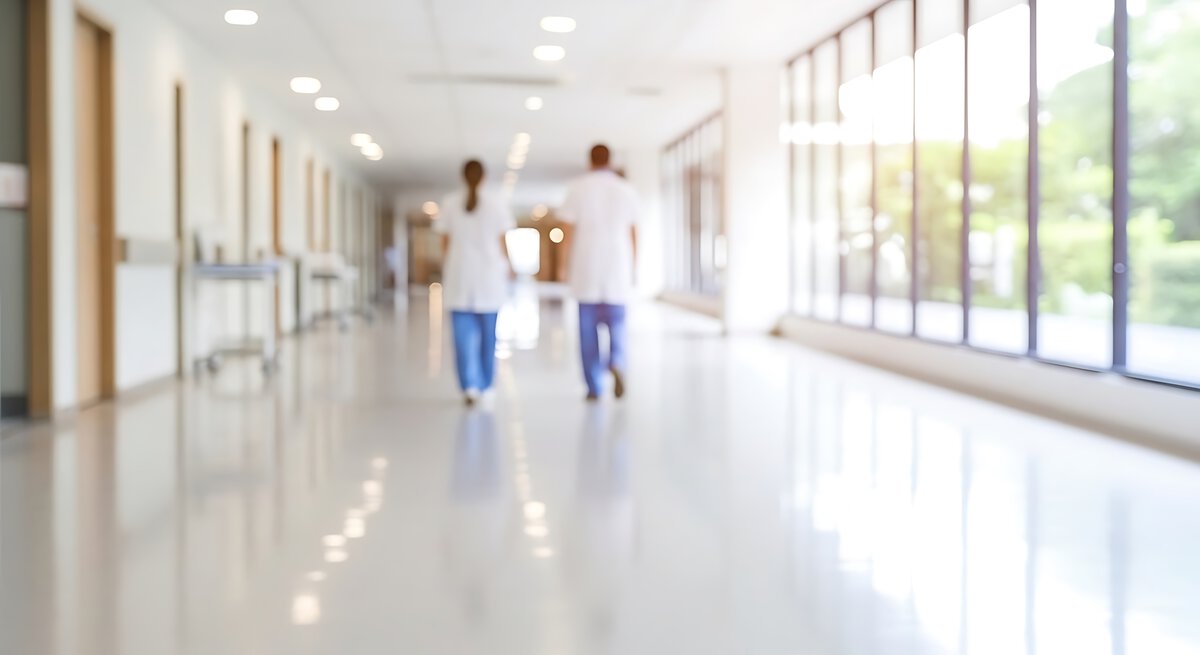 healthcare workers in clean clinic