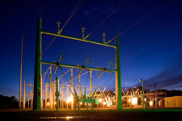 pole guard protecting substation powered by IEDs