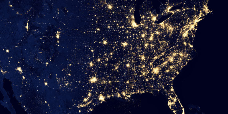 united states map of lights at night from space