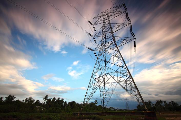 smart grid power lines running across the country