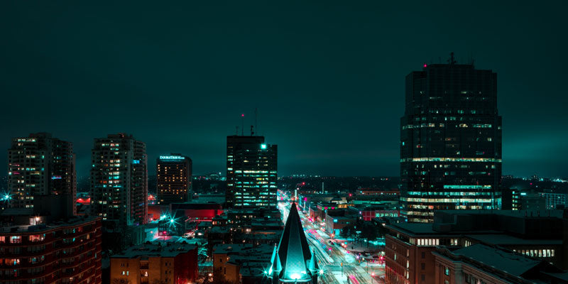 city skyline at night