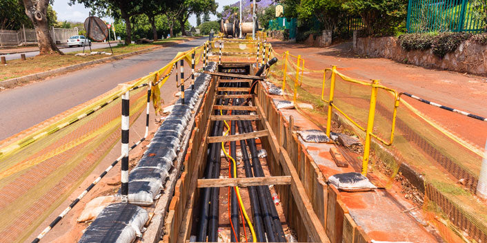 underground utility line construction in middle of street