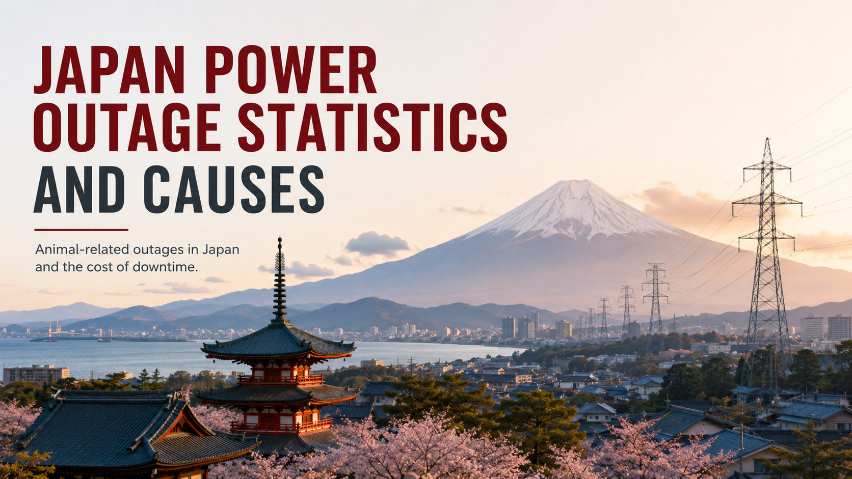 japan power outage statistics and causes - scene of power line infrastructure in Japan