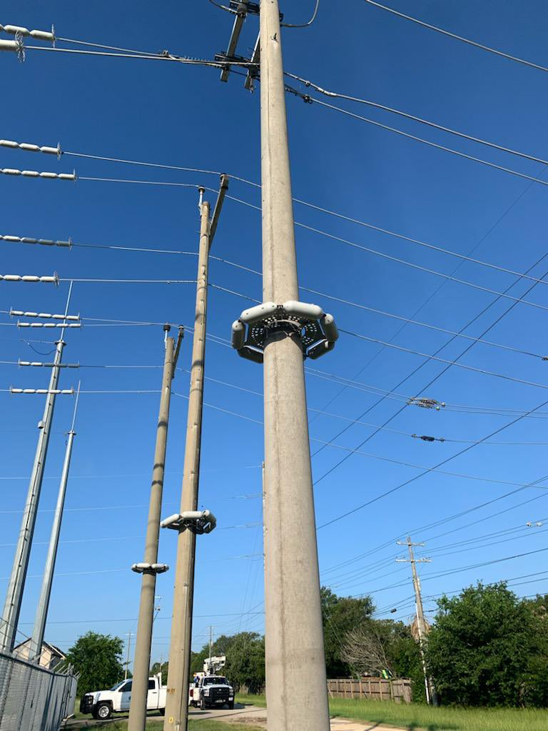 pole guard and line guard installed at electric substation